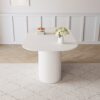 Modern Cream Style Dining Table With And Vertical Striped Legs For 4 - 8 Person - Cream - Image 5