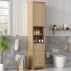 Tall Bathroom Cabinet With 1 Door, 3 Drawers, Open Storage - Wood - Image 4