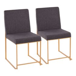 Fuji - Contemporary High Back Dining Chair (Set of 2) - Gold / Charcoal