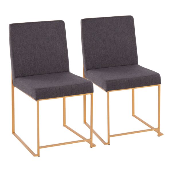 Fuji - Contemporary High Back Dining Chair (Set of 2) - Gold / Charcoal