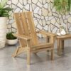 Outdoor Foldable Adirondack Chair With Slat Back - Natural - Image 10