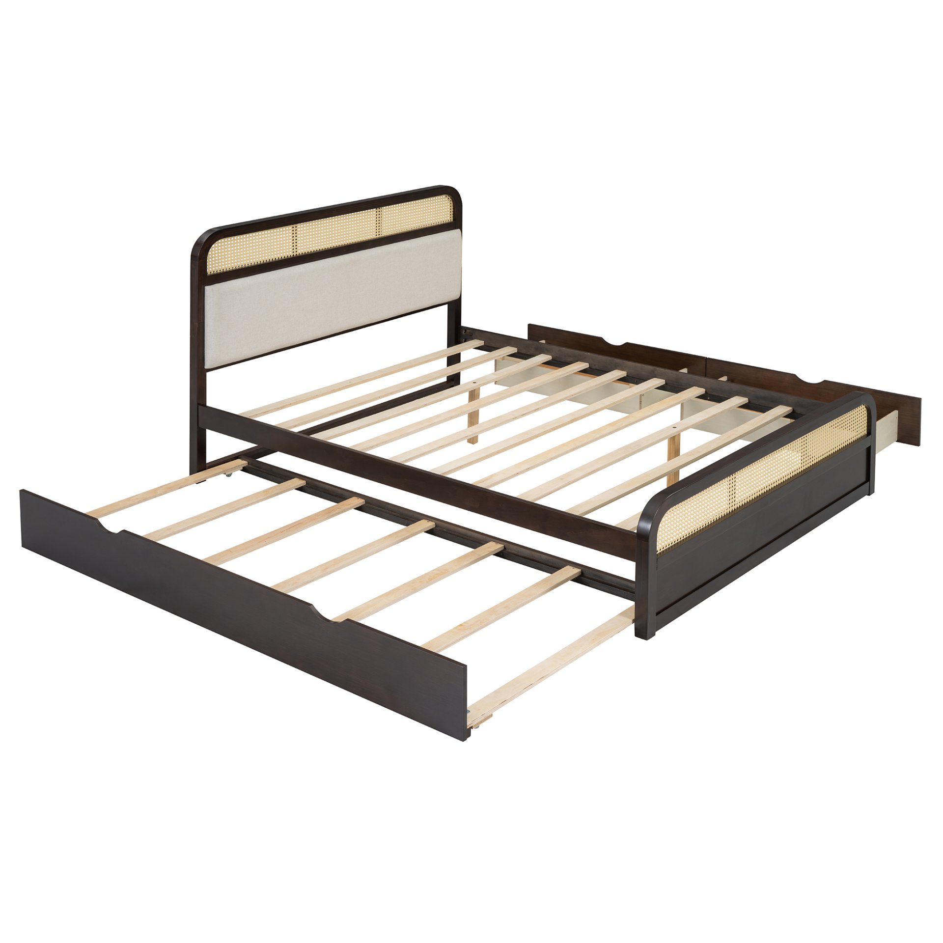 Queen Size Platform Bed With Trundle And 2 Drawers - Espresso - Image 11