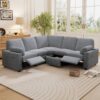 Power Recliner Sectional Sofa Home Theater Reclining Sofa With Two USB Ports, Two Storage Drawers For Living Room - Gray - Image 3