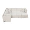 U - Shaped Sectional Sofa Pull Out Sofa Bed With 2 USB Ports, 2 Power Sockets, 3 Back Pillows And A Storage Chaise For Living Room - Beige - Image 12