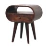 Wooden Circular Bedside Table With Open Slot - Walnut - Image 8