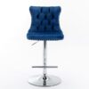 Swivel Velvet Barstools Adjusatble Seat Height From 25-33", Modern Upholstered Chrome Base Bar Stools With Backs Comfortable Tufted For Home Pub And Kitchen Island (Set of 2) - Blue - Image 3