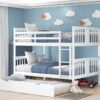 Full Over Full Bunk Bed With Twin Size Trundle And Ladder - White - Image 14