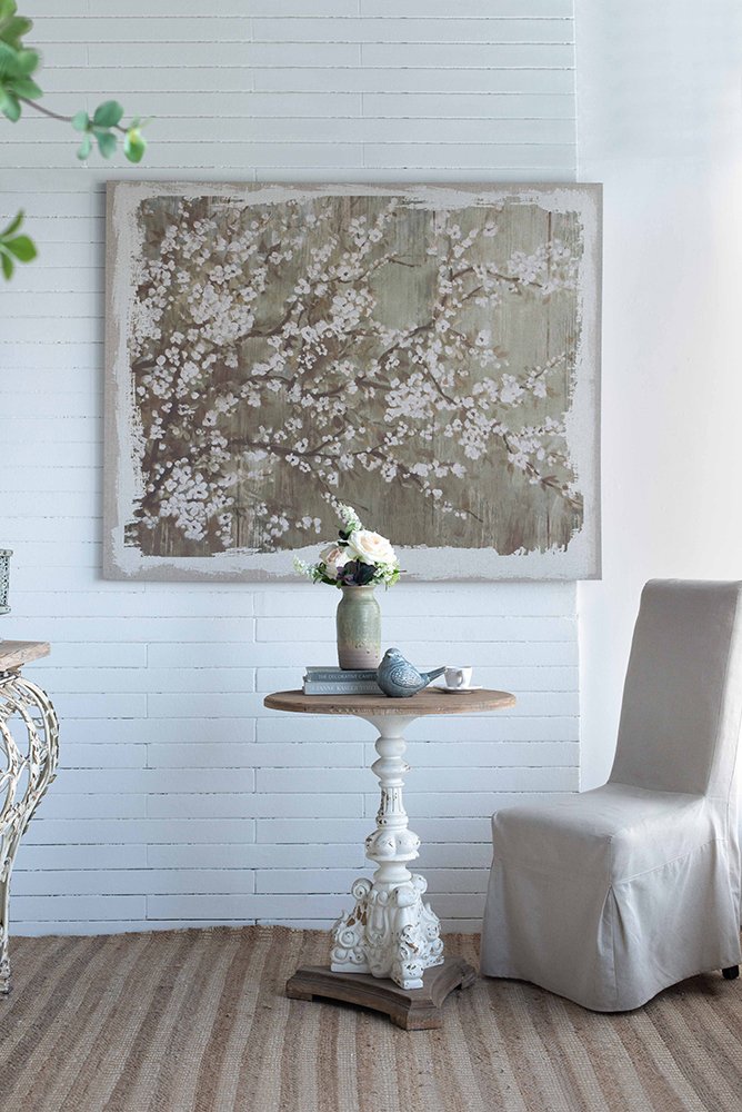 Large Cherry Blossom Canvas Art Print, Home Decor Accent Piece - Gray / White Matte - Image 10