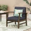 Enchanting Outdoor Club Chair With Slat Panel Design And Water Resistant Cushion - Dark Gray - Image 9