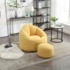 Bedding Bean Bag Sofa Chair High Pressure Foam Bean Bag Chair Adult Material With Padded Foam Padding Compressed Bean Bag With Footrest - Yellow - Image 2