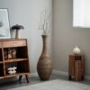 Tall Artificial Rattan Floor Vase In Elegant Statement Piece For Living Room Decor, Entryway, Or Hallway Versatile Home Accent For Dried Or Silk Floral Arrangements - Beige / Gray - Image 18
