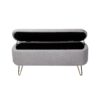 Storage Ottoman Bench For End Of Bed Gold Legs, Modern Gray Faux Fur Entryway Bench Upholstered Padded With Storage For Living Room Bedroom - Gray - Image 11
