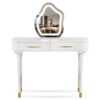 Modern Vanity Table Set With Mirror Touch Screen Lighted Mirror, Dressing Table And Cushioned Stool Set With 2 Large Drawers - White - Image 9