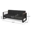 Giovanna - 3 Seater Sofa With Aluminum Frame And Water Repellence Cushions - Black - Image 3