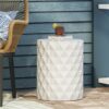 Outdoor Lightweight Concrete, Side Table - Antique White - Image 4
