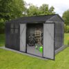 10'x8' Garden Sheds Outdoor Storage Sheds With Window - Dark Gray - Image 6