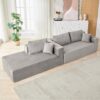Compression Sectional Couch With Comfy Chaise, Boneless L Shape Sofa With Deep Seat, Minimalist Modular Couches Sleeper - Gray - Image 13