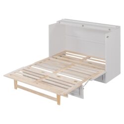 Full Size Murphy Bed With Large Drawers, Space Saving Design - White