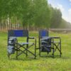 Padded Folding Outdoor Chairs With Storage Pockets (Set of 2), Lightweight Oversized Directors Chair For Indoor, Outdoor Camping, Picnics And Fishing - Blue / Gray - Image 10