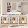 Vanity Desk With LED Lights Mirror, Power Outlet, Storage Drawers & Chair - White - Image 9