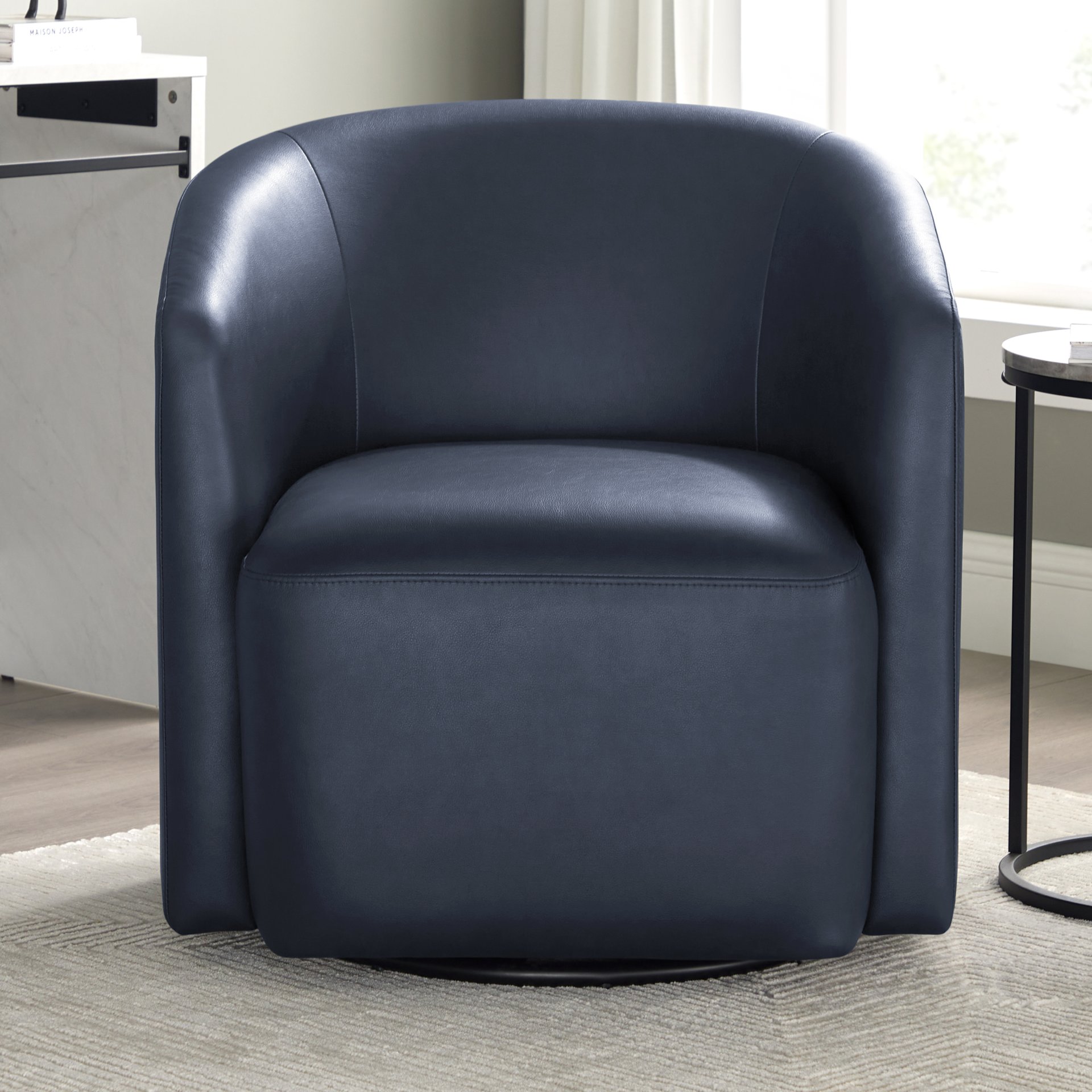 Ardena - Modern Swivel Barrel Chair - Blue - Image 2