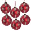 Christmas Ball Ornaments, Glass Decorative Hanging Ball Christmas Tree Ornaments, For Holiday Party Decorations (Set of 6) - Red - Image 2