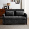 Contemporary Loveseat Sofa Bed Sleeper With Reversible Backrest Side Pockets USB Ports Phone Holder Chenille - Black - Image 9