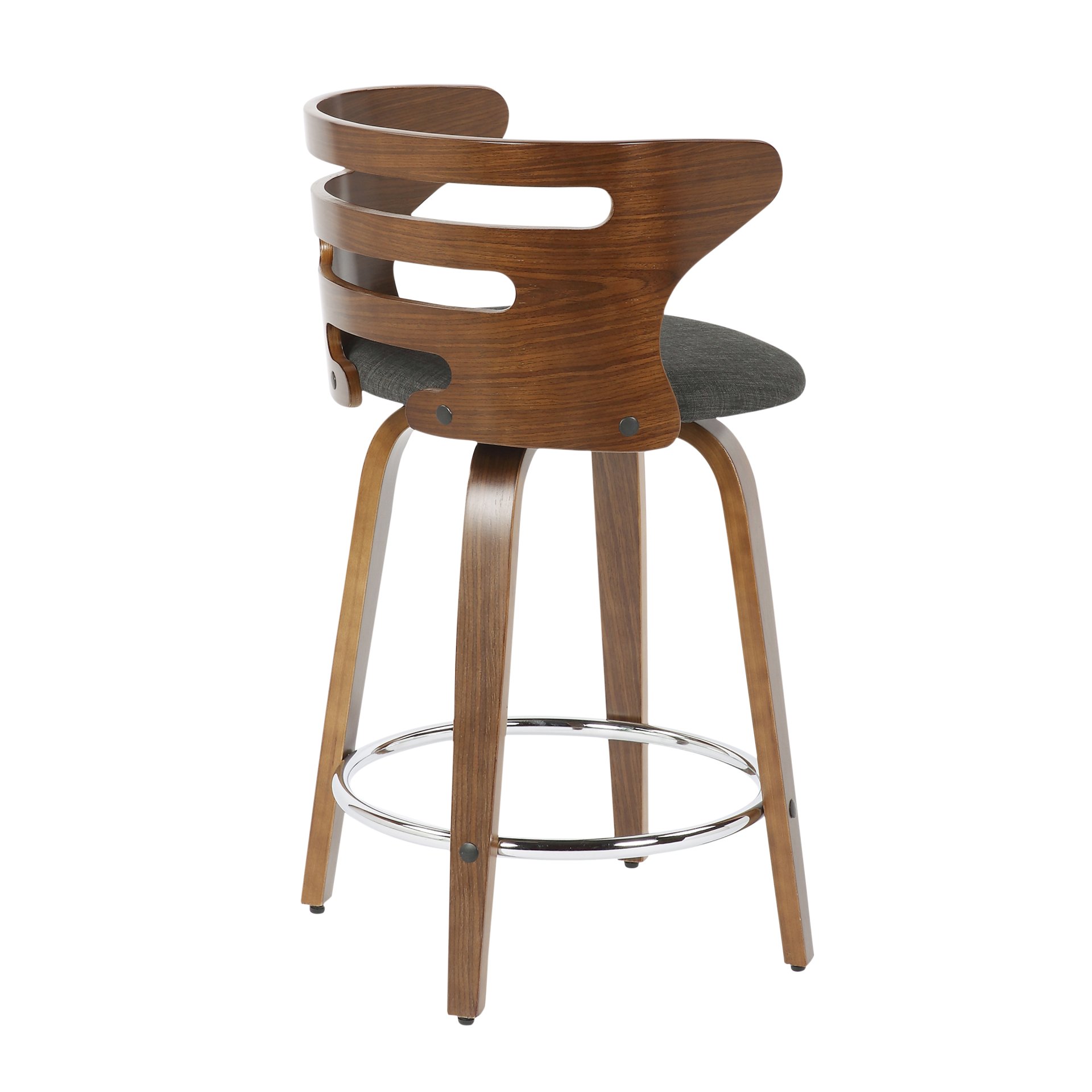 Cosini - Mid-Century Modern Counter Stool With Swivel (Set of 2) - Walnut / Charcoal - Image 4