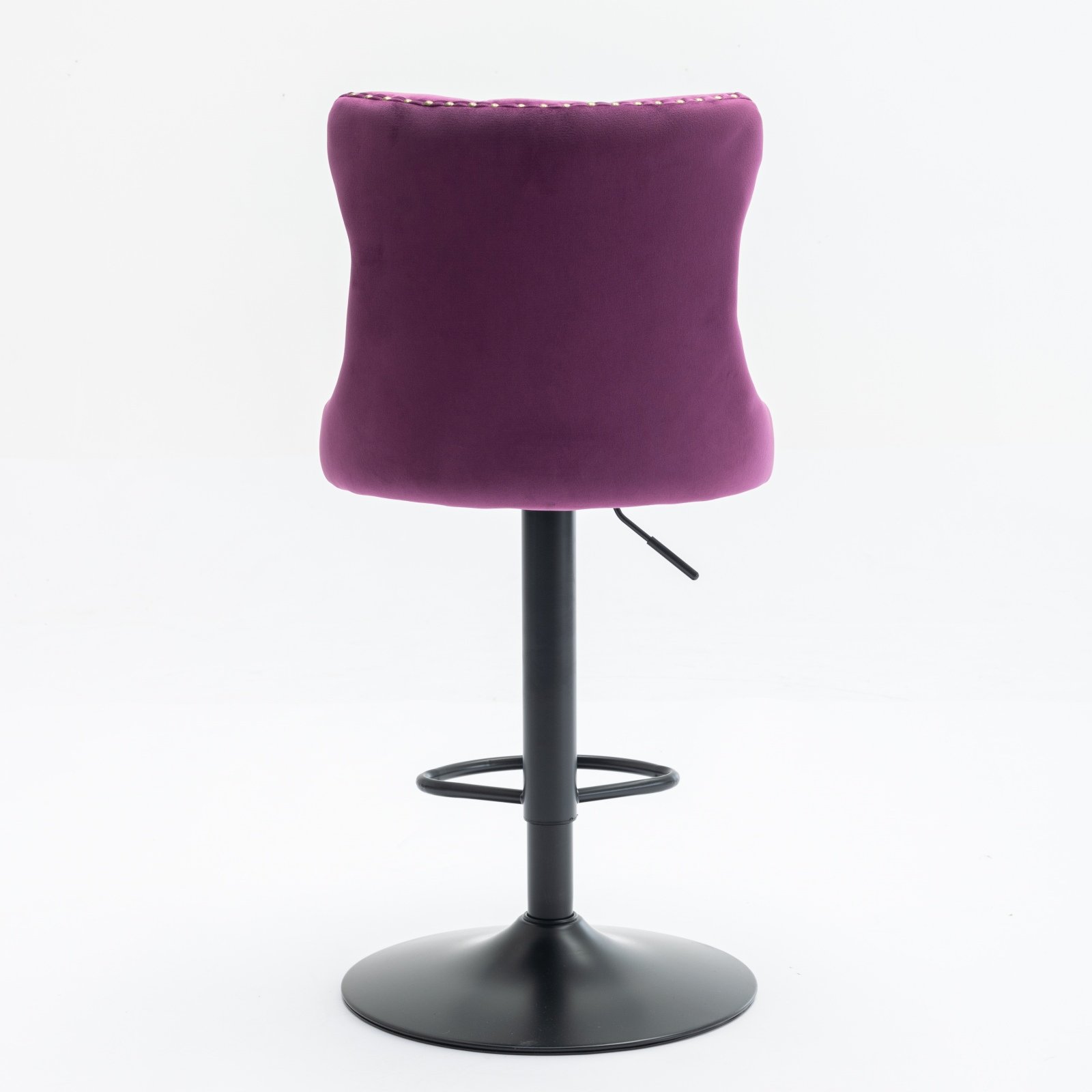 Swivel Velvet Barstools Adjusatble Seat Height, Modern Upholstered Bar Stools With Backs Comfortable Tufted For Home Pub And Kitchen Island (Set of 2) - Purple - Image 9