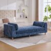 Modern Upholstered End Of Bed Bench With Armrests, Chenille Chaise Lounge Couch - Blue - Image 7