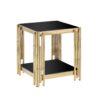 Square End Table With Tempered Glass Top For Living Room - Black / Gold - Image 9
