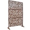 Outdoor & Indoor Privacy Screen Metal Privacy Screen, Freestanding Decorative Privacy Screen For Deck Balcony Patio - Rust Red - Image 4