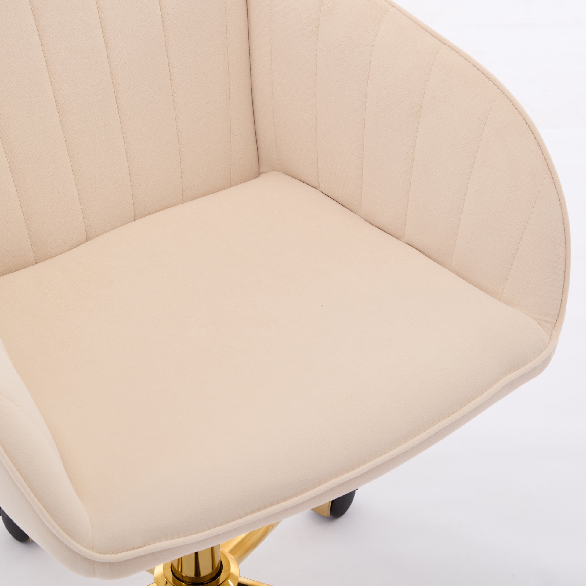 Ergonomic Office Chair With Swivel Function, Velvet, Comfortable For Long Sitting - Khaki - Image 7