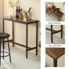 Soft Bag Bar Stool And Dining Table 3 Piece Set, Bar Chair With Backrest, Counter Bar Table, Small Square Table, Suitable For Kitchen - Antique Brown / Black - Image 5