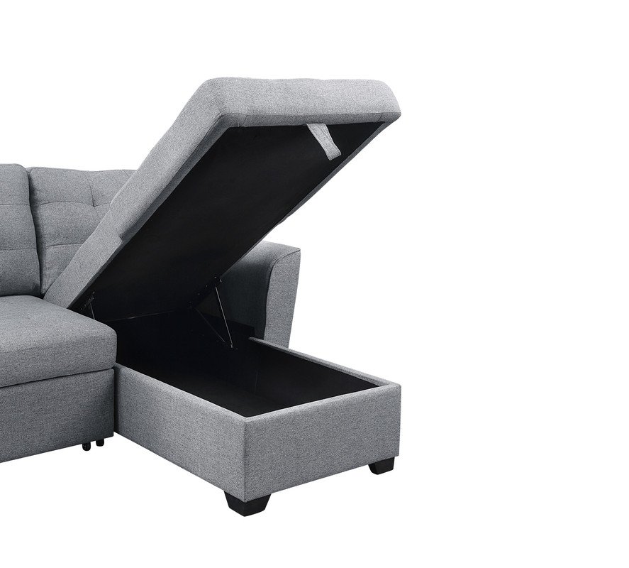 Avery - Sleeper Sectional Sofa With Reversible Storage Chaise - Light Gray - Image 3