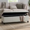 Glouster - Storage Ottoman With Leather Upholstery - Ivory - Image 8