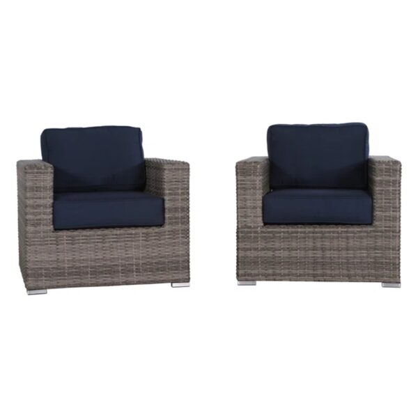 Club Chair (Set of 2) - Brown Gray / Navy Blue