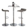 Ale - 3 Piece Bar Set Bistro Square Contemporary Adjustable Oval Footrest - Silver / Chrome / Gray - Image 2