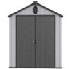 Modern Resin Plastic Storage Shed 6X8Ft For Backyard Garden Tool Storage - Black / Gray - Image 13