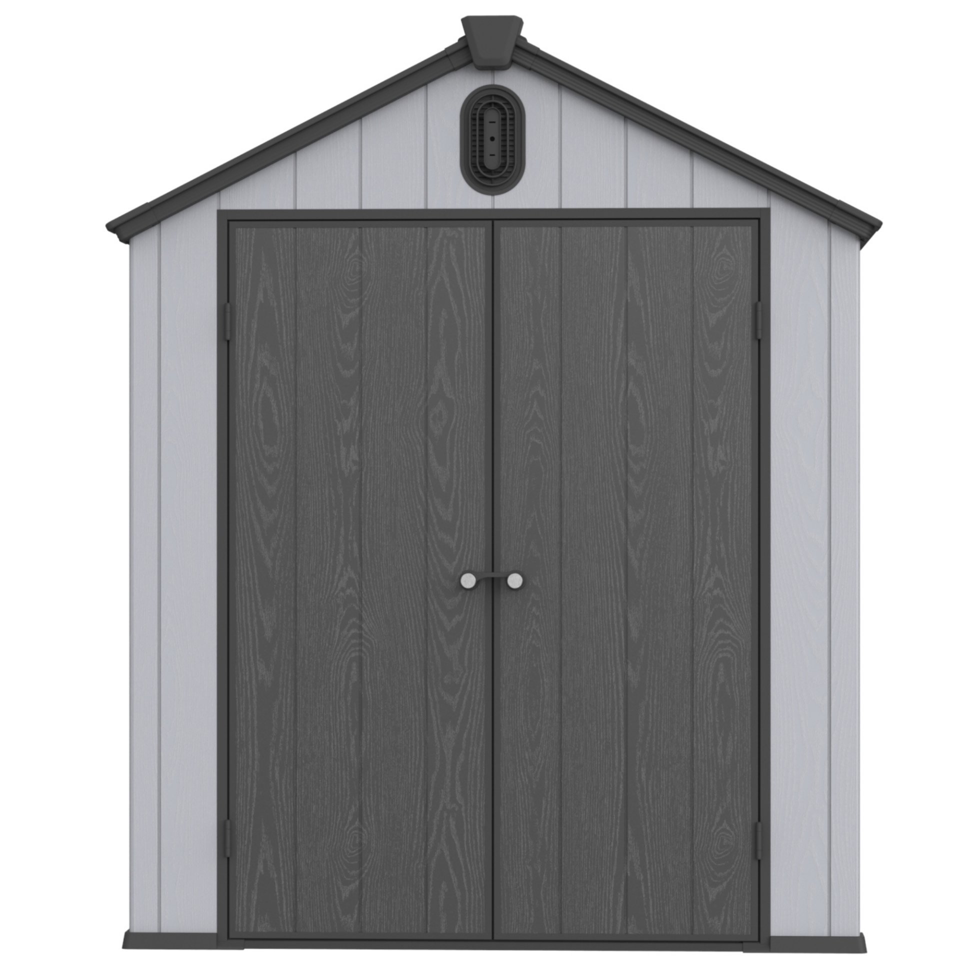 Modern Resin Plastic Storage Shed 6X8Ft For Backyard Garden Tool Storage - Black / Gray - Image 13