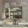 LED Lighted Bathroom Medicine Cabinet With Mirror, 30 x 26", Recessed Or Surface LED Medicine Cabinet, Defog, Stepless Dimming, Color Temper Change, 2 Outlets, Storage Shelves - Silver - Image 10