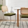 Dining Chairs, Velvet Rattan Side Accent Chairs With Chrome Legs, Modern Mid - Century Breuer Designed Chairs, Upholstered Dining Living Room Kitchen Chairs (Set of 2) - Olive Green - Image 4