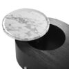 Lift Top Coffee Table With 360 Degree Marble Patterned Rotating Tray, Hidden Compartment, Partially Assembled Wooden Center Table, Modern Oval Lift Tabletop For Home Living Room - Black - Image 15
