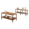 Modern 2 Tier Coffee Table For Living Room Furniture, Rectangular Center Table With Open Storage Shelf, Rounded Rubberwood Legs, Stable And Durable - Walnut - Image 11