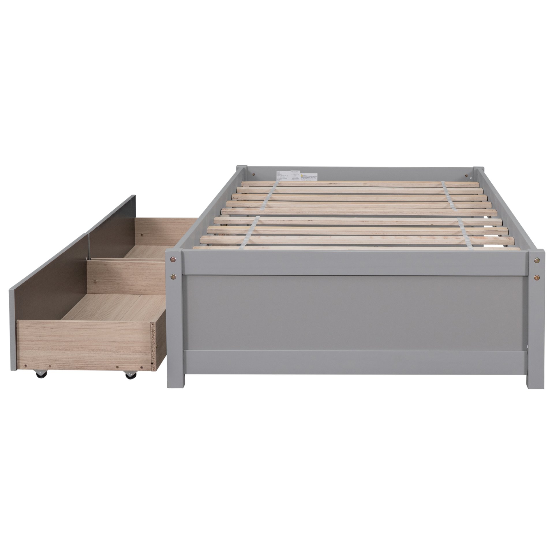 Twin Bed With 2 Drawers, No Box Spring Needed - Gray - Image 14