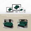 Modern Convertible Sleeper Sofa Bed With Pull Out Queen Design, Side Storage & Thick Cushions Chenille Loveseat For Living Room Or Bedroom 3 In 1 Function - Green - Image 20