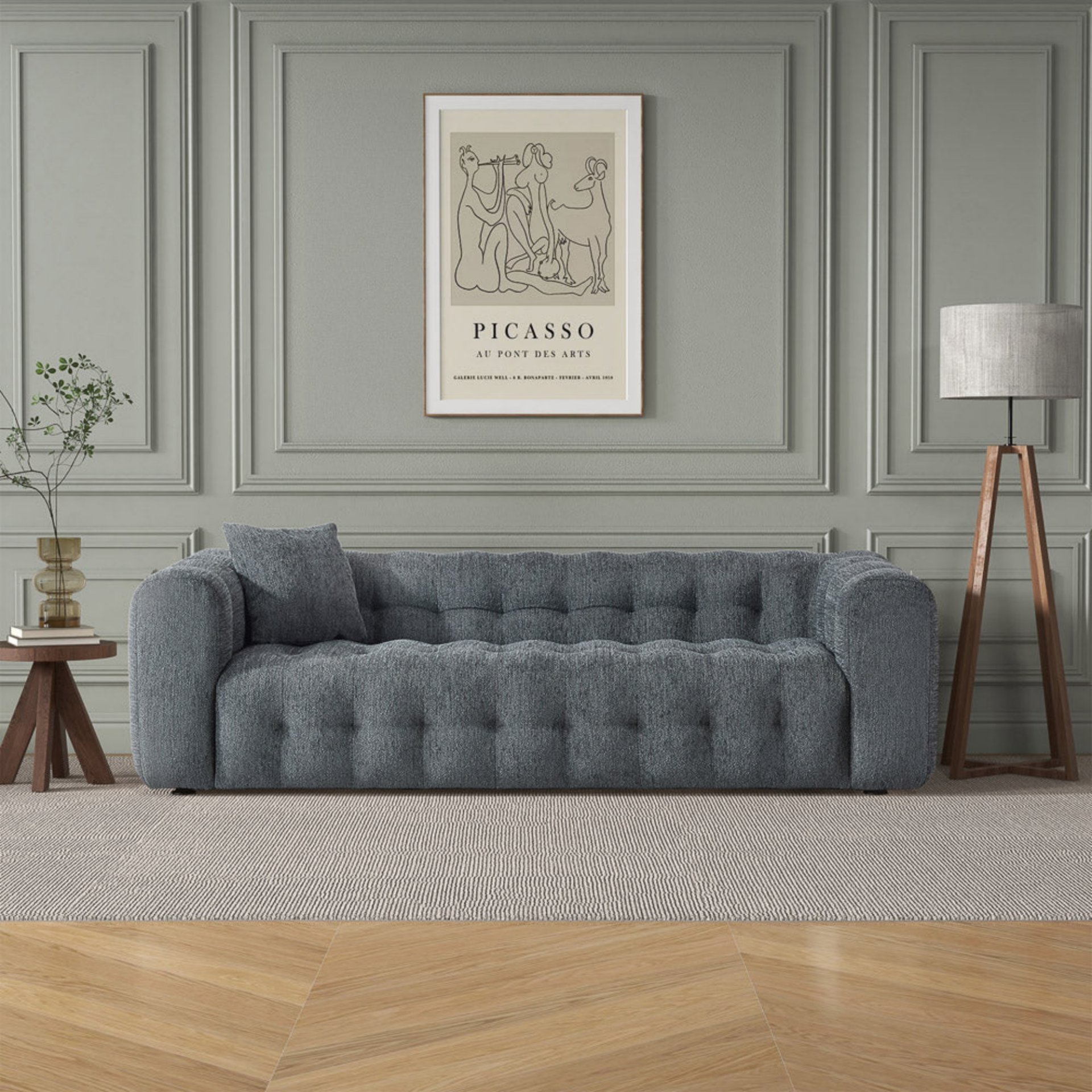 Eden - Modern Tufted Chesterfield Sofa - Gray - Image 11