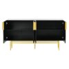 Modern Elegant 4 Door Sideboard Gold Metal Handle Buffet Cabinet For Dining Room, Living Room, Bedroom, Hallway - Black - Image 14