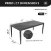 Outdoor Modern Patio Dining Table, Post Tapered Legs Seats 6, Weatherproof & Rust Free - Ember Black - Image 3