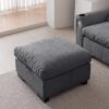 Modern Modular L Shaped Chenille Sofa Couch Reversible Ottoman With Storage Removable And Washable Cushions Sofa With USB Ports & Cup Holder For Living Room - Dark Gray - Image 12